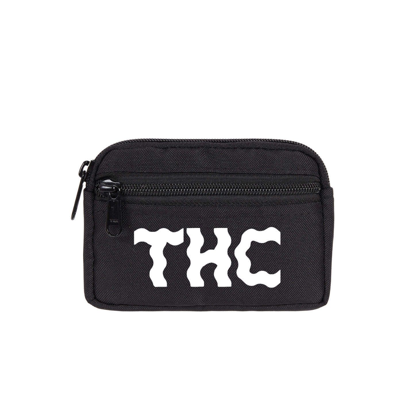 2ND EDITION THC EMBLEM DOUBLE ZIP POUCH IN BLACK