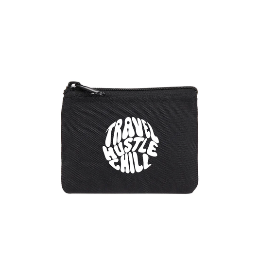 THC EMBLEM SINGLE ZIP POUCH IN BLACK