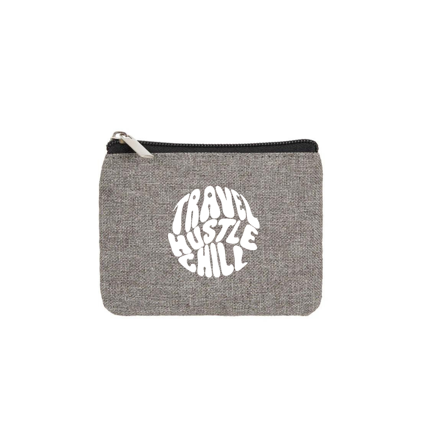 THC EMBLEM SINGLE ZIP POUCH IN GRAY