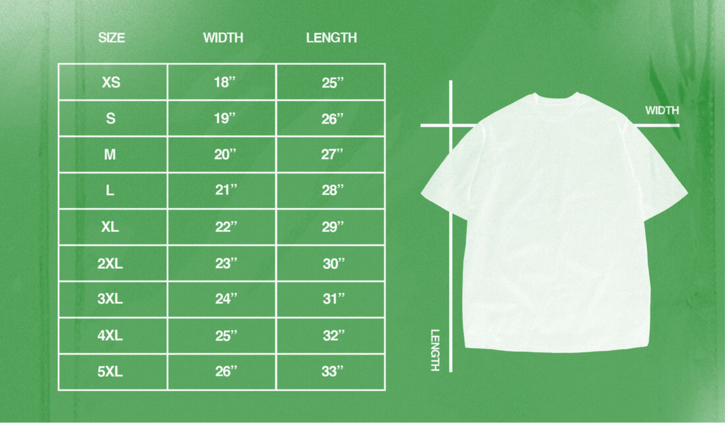 T-Shirt Size Chart