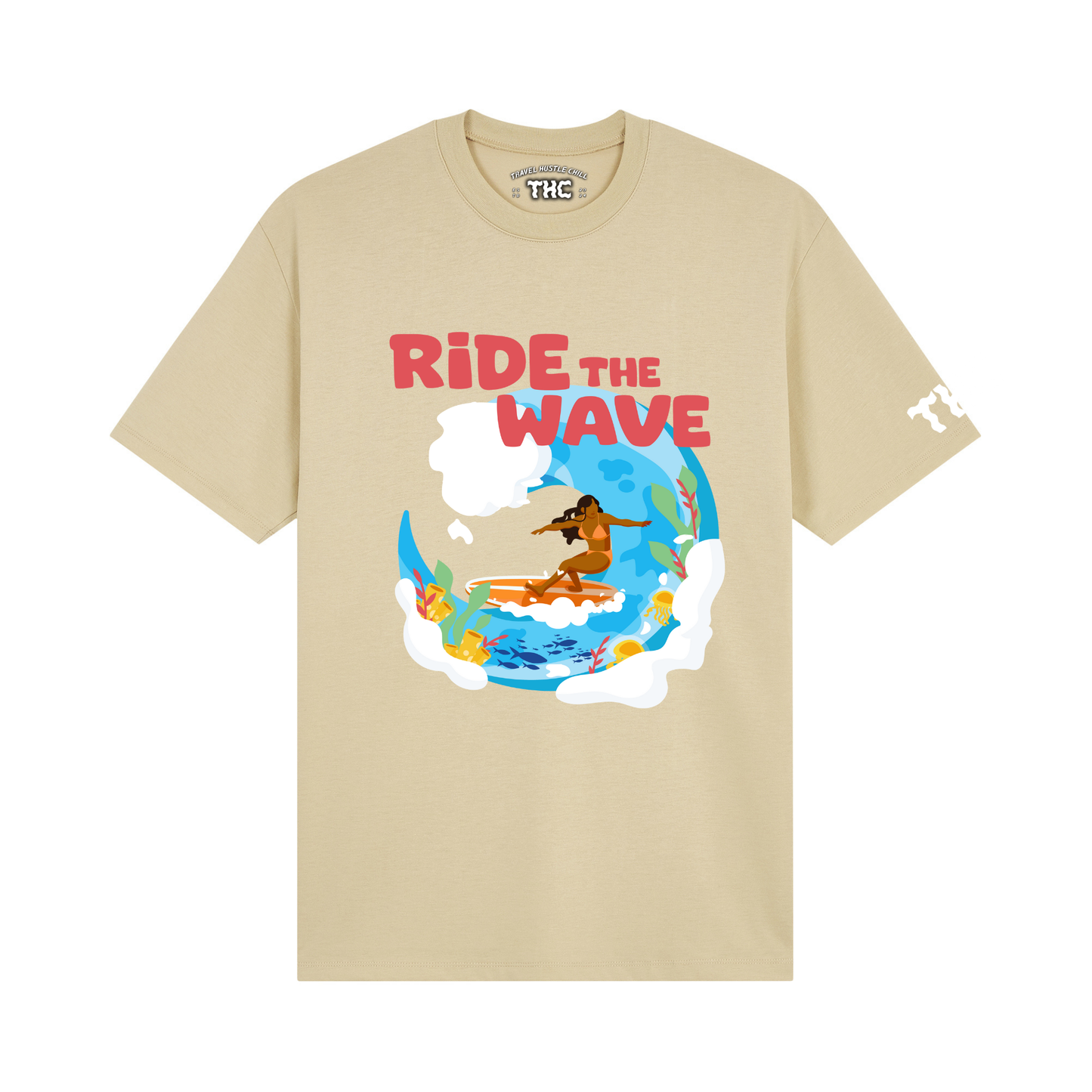RIDE THE WAVE T-SHIRT IN BEIGE